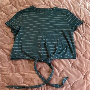 Lululemon Athletica Grey Crop Tie-Front T-Shirt